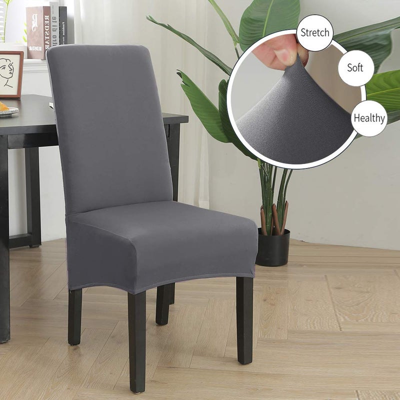 CCTFS Stretch Dining Chair Slipcovers  XL/Oversized Removable Washable Soft Spandex Extra Large Dining Room Chair Covers for Kitchen Hotel Table Banquet Solid Color (4 Per Set  Gray) - Image 2